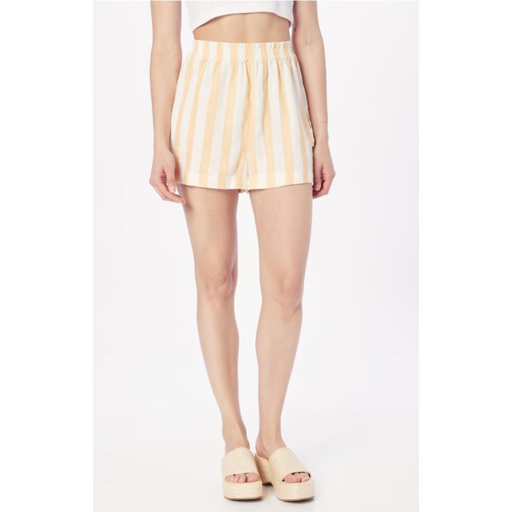 Topshop Women's Orange &‎ Tan Striped Linen Shorts Size 10